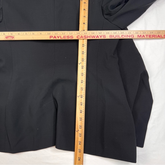 Armani Collezioni Women Blazer Virgin Wool Sz 8 Black  Button Jacket Italy 70124